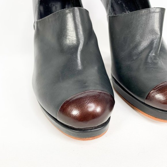 RACHEL COMEY Black Leather Chunky Snake Heels - Picture 4 of 9